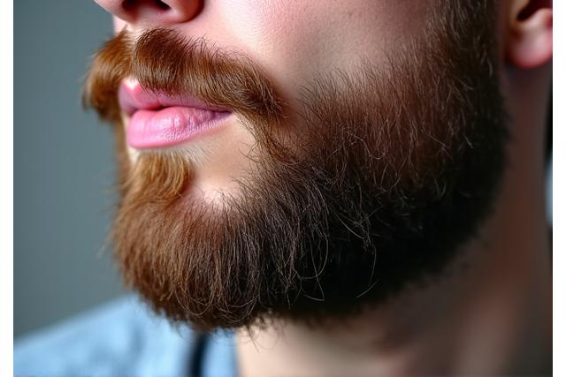 Zdjęcie brody z precyzyjnie wycięta linią i stylizacją po wizycie u barbera.